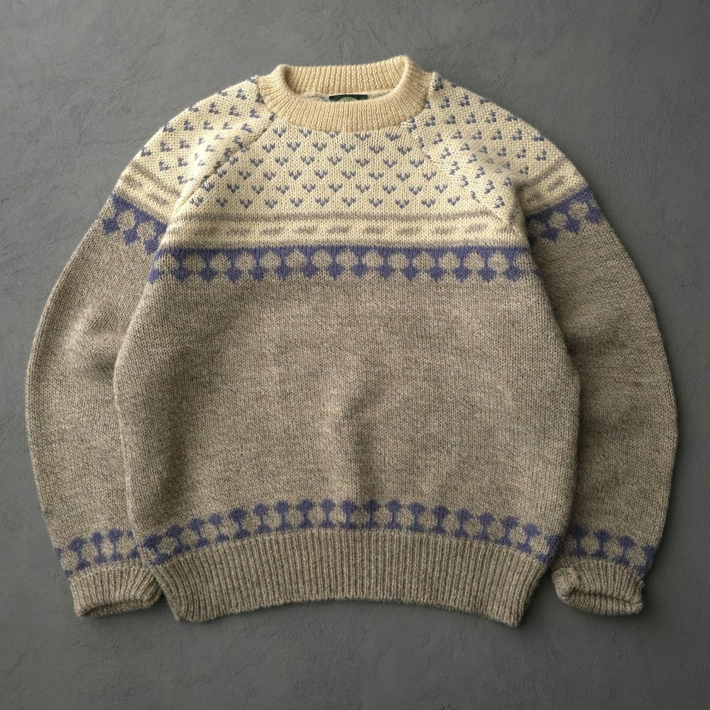 Vintage 70s Alps Tan Wool Fair Isle Sweater XL Made in USA
